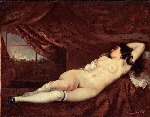 Courbet, Femme nue couchée. Fuit-elle le regard des autres?